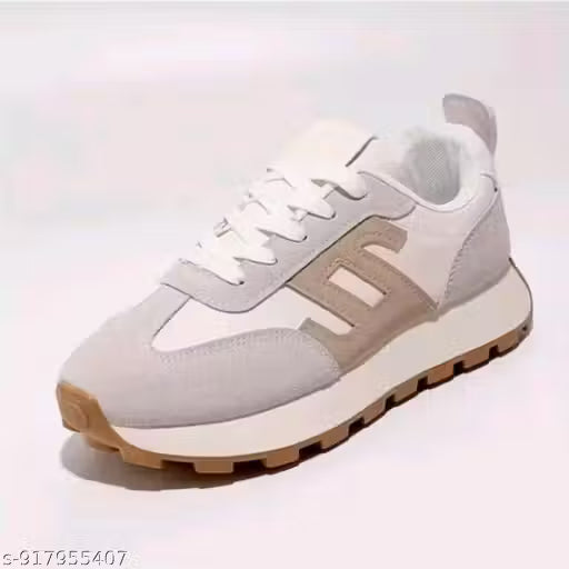 Stylish White & Beige Casual Sports Shoes for Men