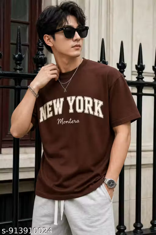 Men Oversized Printed T-Shirt | New York Typography