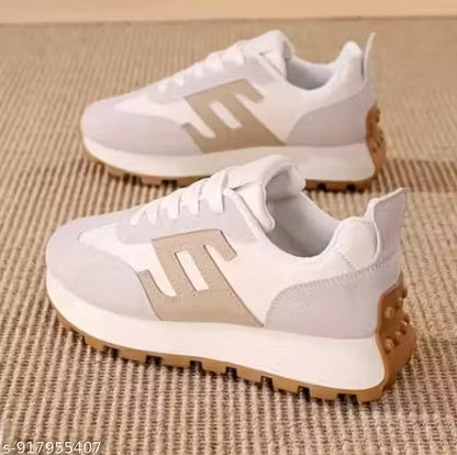 Stylish White & Beige Casual Sports Shoes for Men