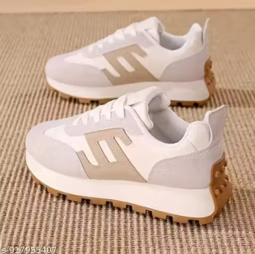 Stylish White & Beige Casual Sports Shoes for Men