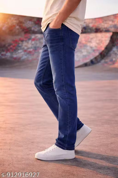 Premium Blue Jeans for Men | Stylish Casual Regular Fit Denim
