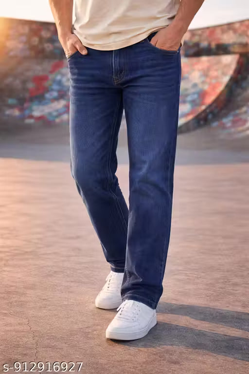 Premium Blue Jeans for Men | Stylish Casual Regular Fit Denim