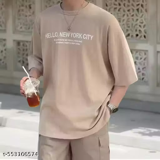 Men's Oversized Beige T-Shirt